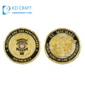 Moneda de desafío de fútbol deportivo chapada en oro de esmalte duro de doble cara de metal personalizado de alta calidad para recuerdo